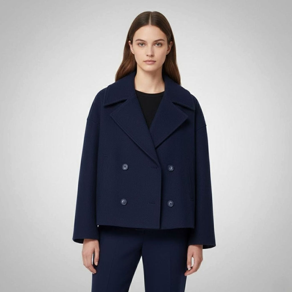SUENTA Damaris | Eleganter zweireihiger Oversize-Kurzmantel aus Wolle