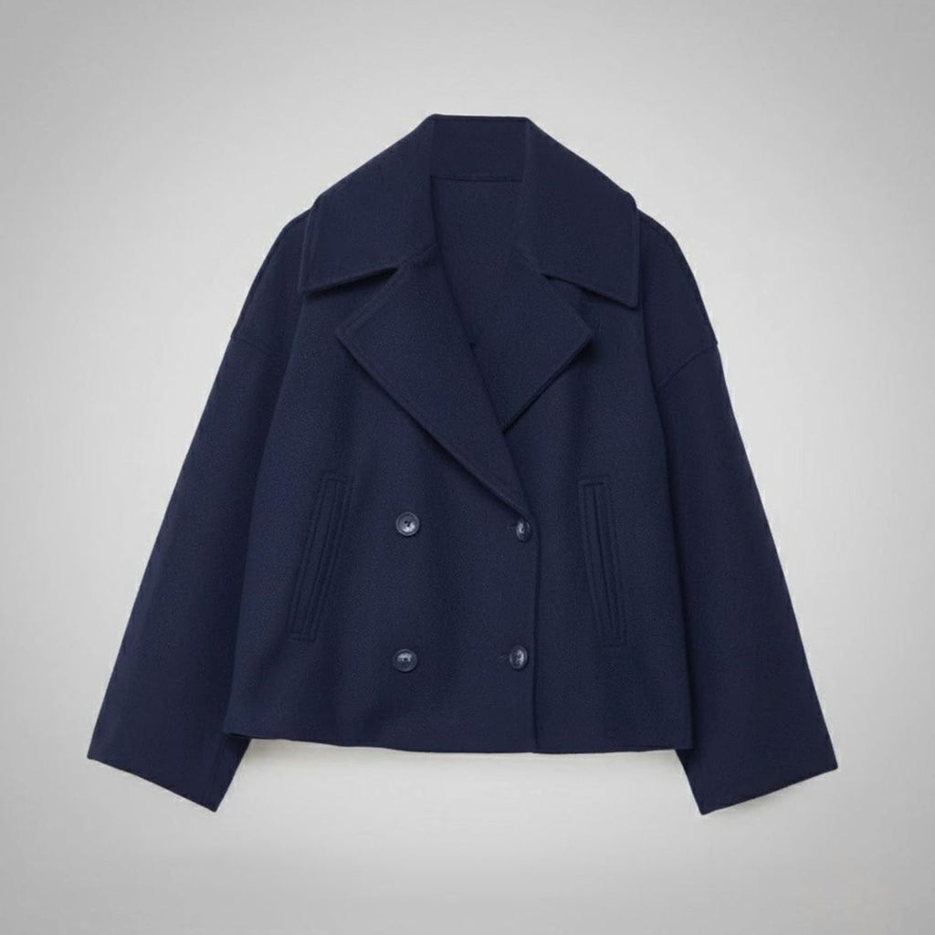 SUENTA Damaris | Eleganter zweireihiger Oversize-Kurzmantel aus Wolle