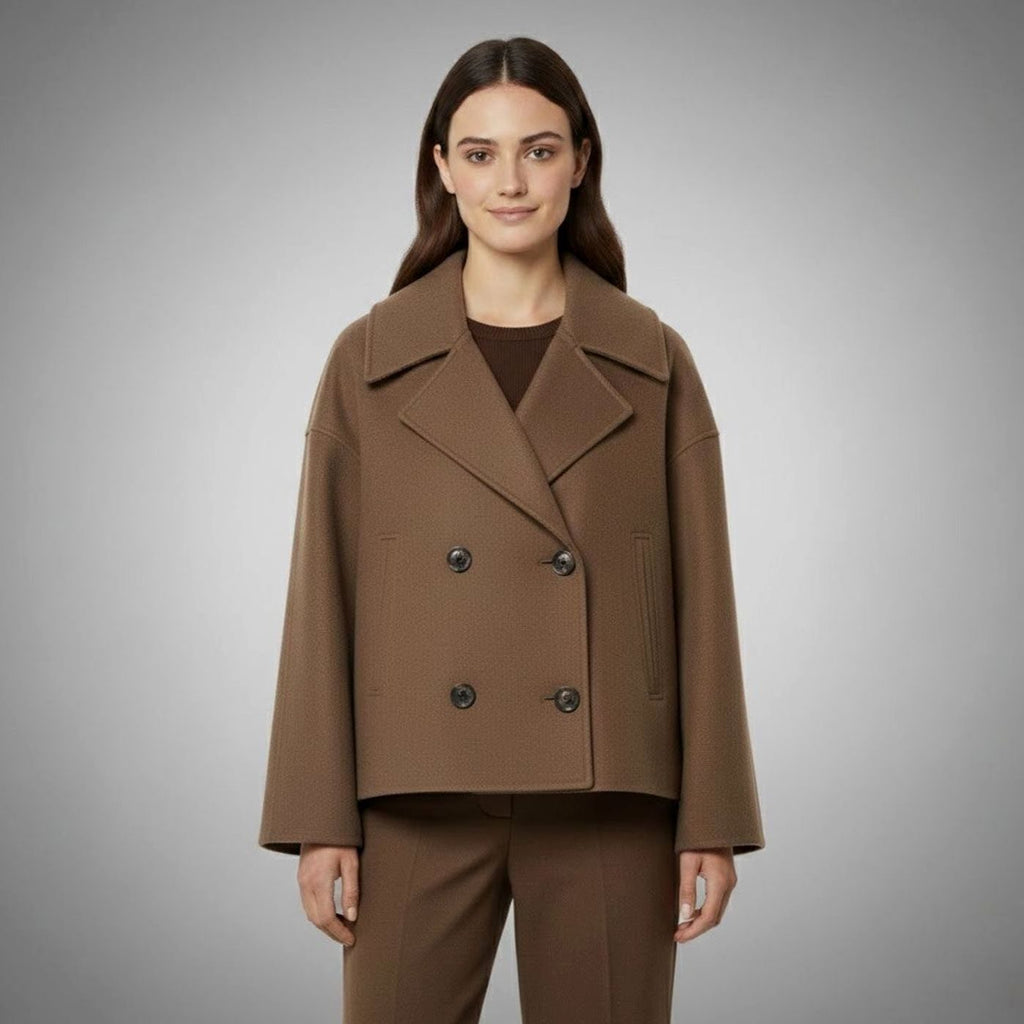 SUENTA Damaris | Eleganter zweireihiger Oversize-Kurzmantel aus Wolle
