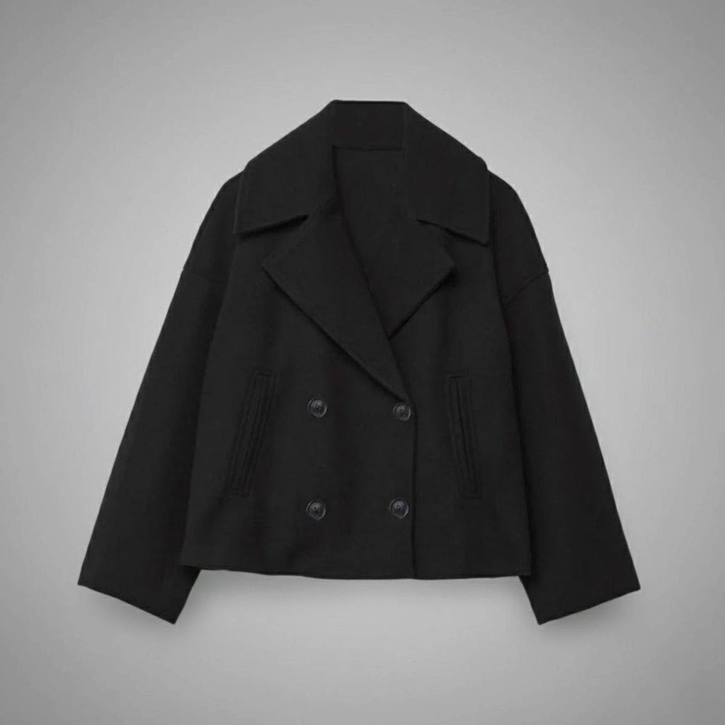 SUENTA Damaris | Eleganter zweireihiger Oversize-Kurzmantel aus Wolle