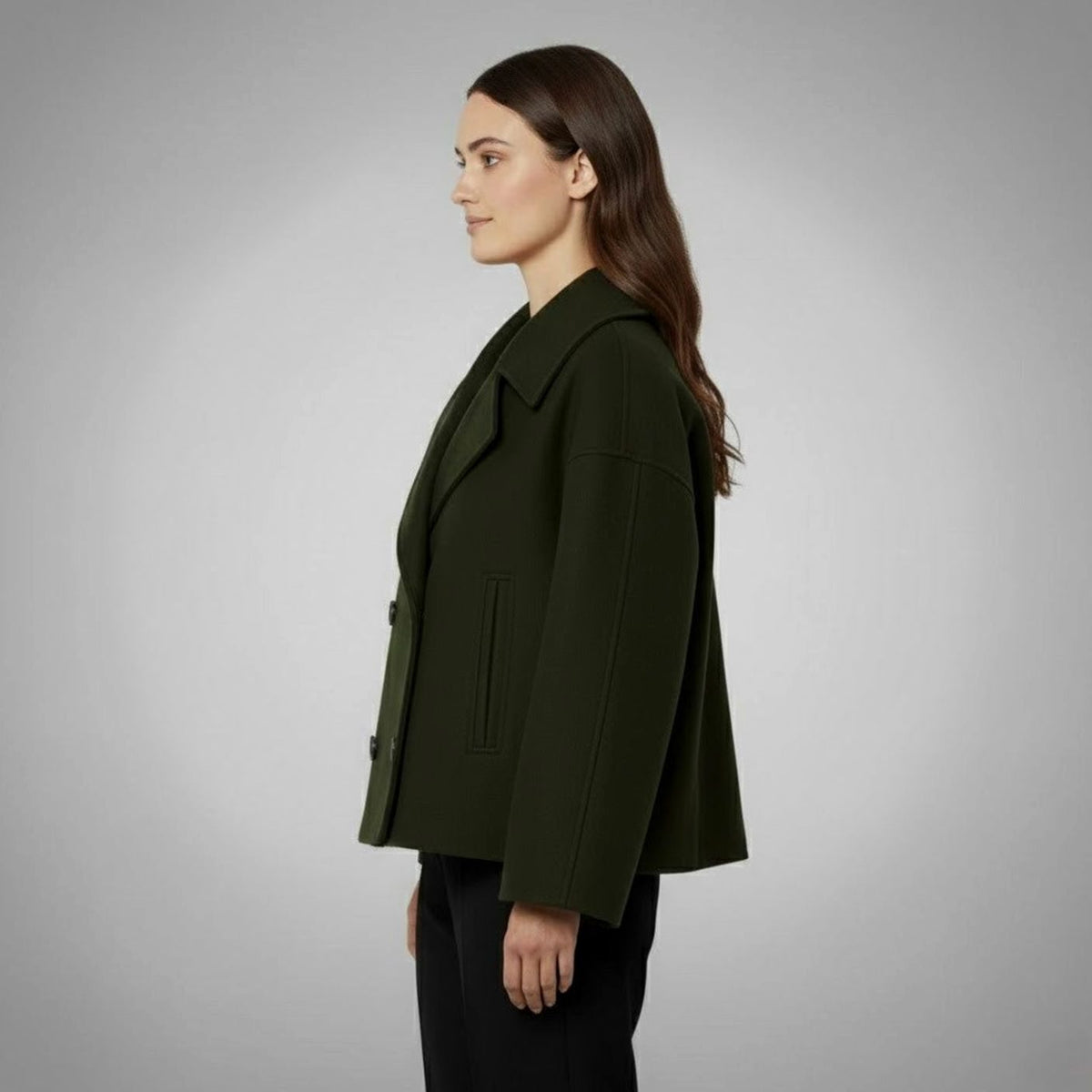 SUENTA Damaris | Eleganter zweireihiger Oversize-Kurzmantel aus Wolle