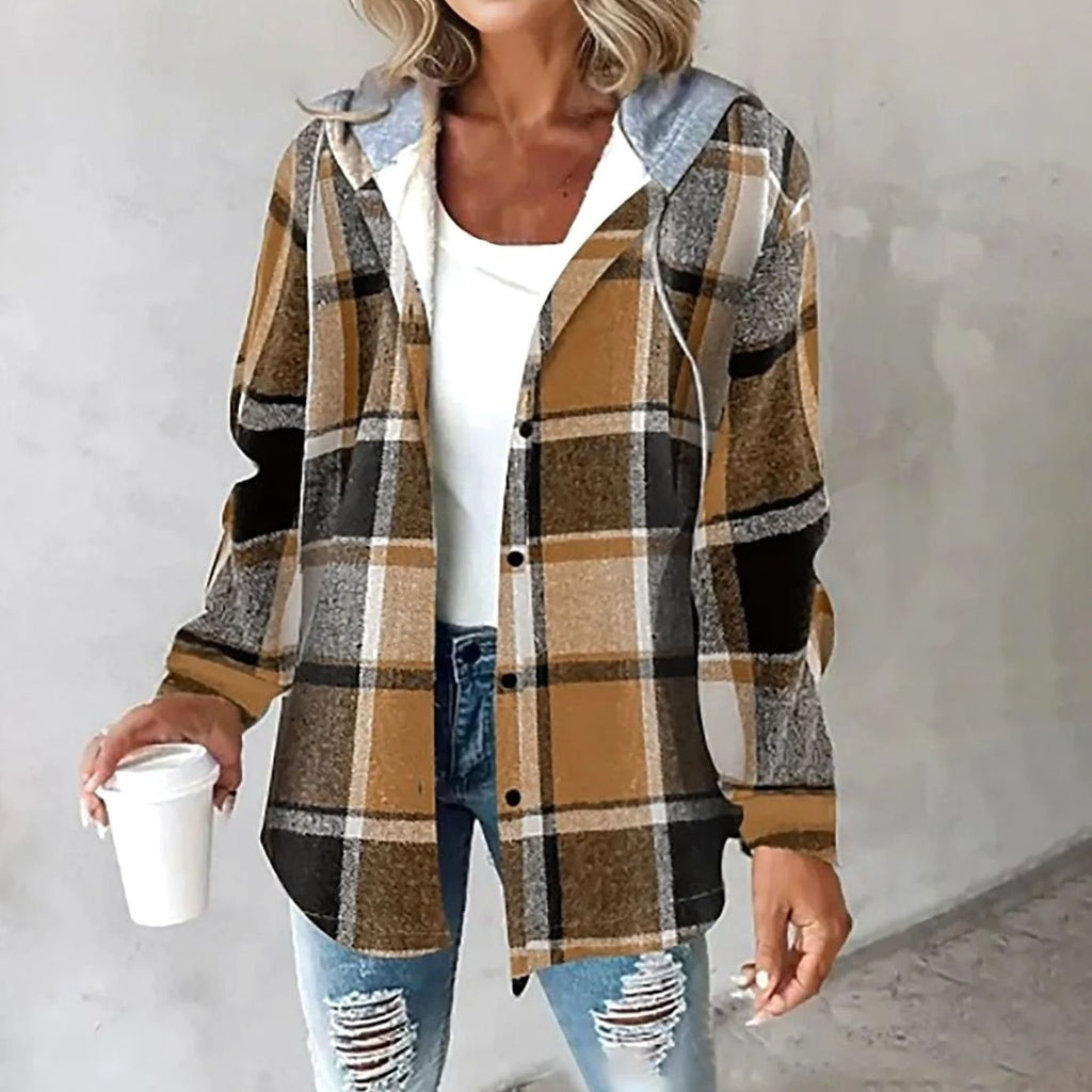 Dôre | Damen Karierte Kapuzenjacke mit lockerer Passform