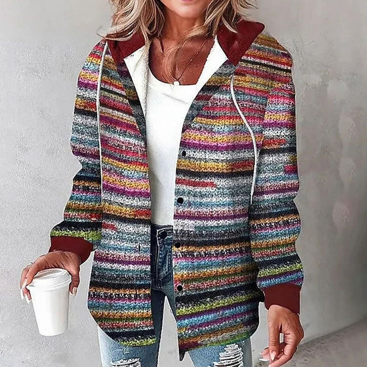 Dôre | Damen Karierte Kapuzenjacke mit lockerer Passform