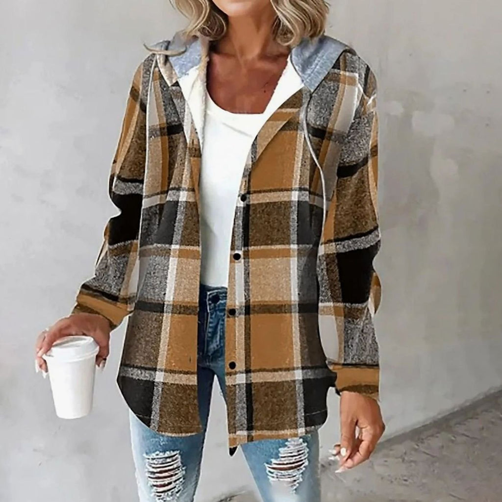 Dôre | Damen Karierte Kapuzenjacke mit lockerer Passform