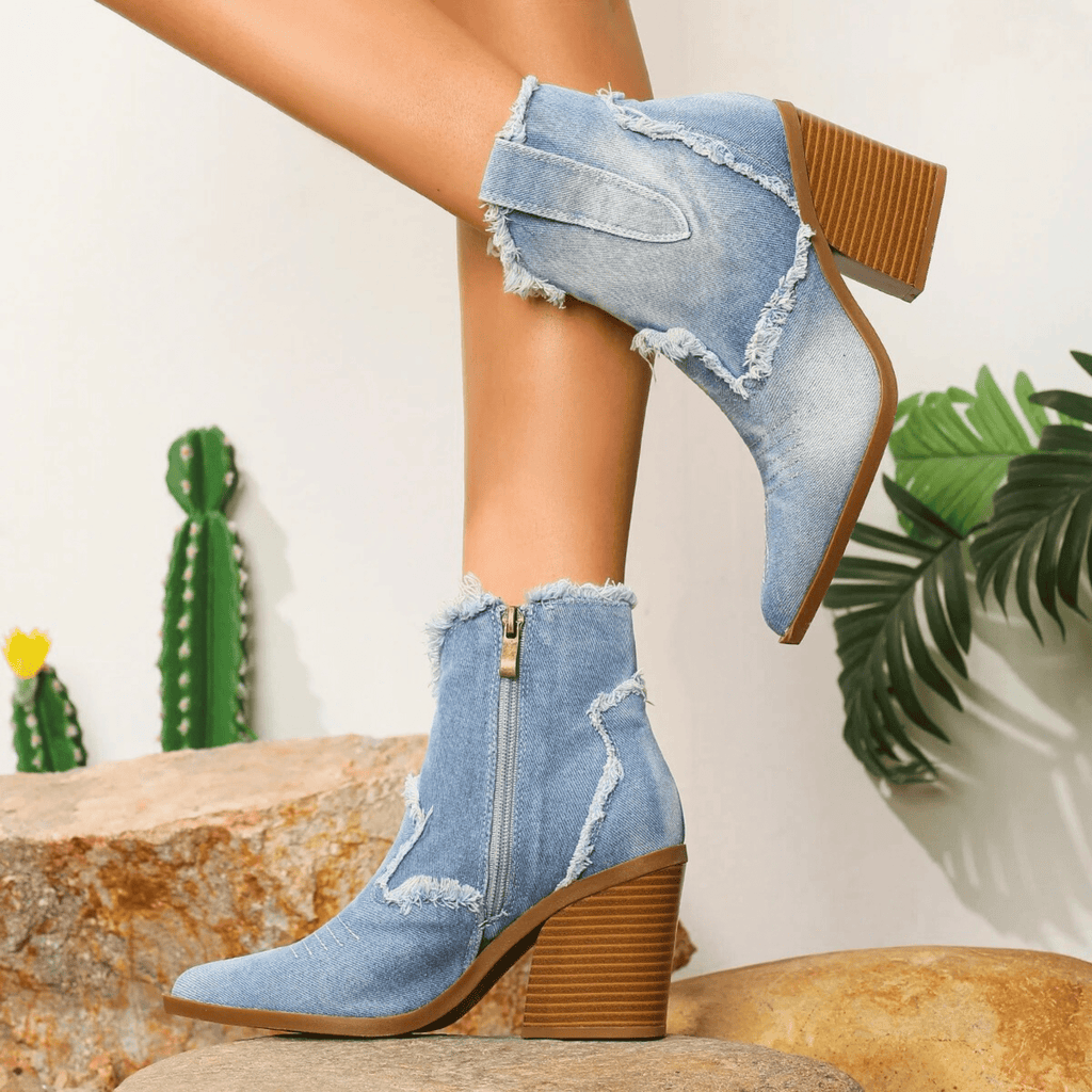 Zahara | Women's ankle boots with block heels and side zipper