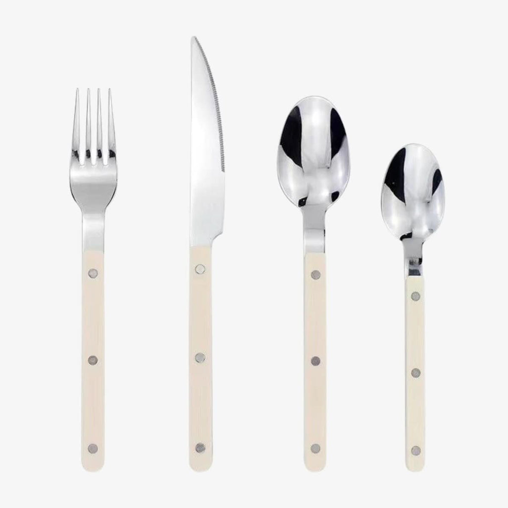 SUENTA 24-teiliges Besteckset aus Edelstahl mit Gravur Weiß