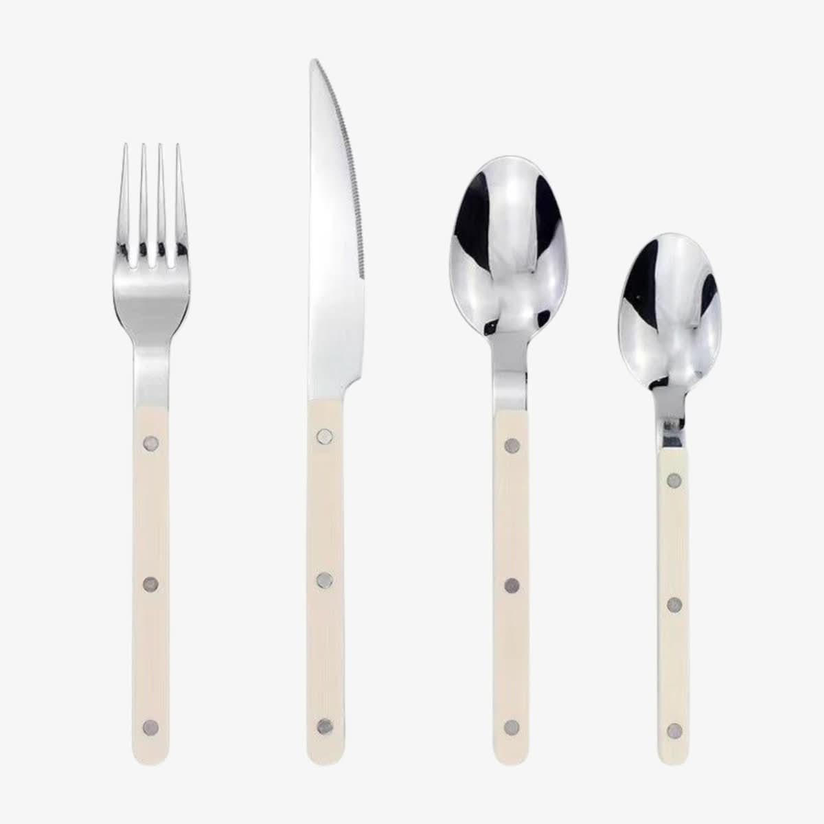 SUENTA 24-teiliges Besteckset aus Edelstahl mit Gravur Weiß