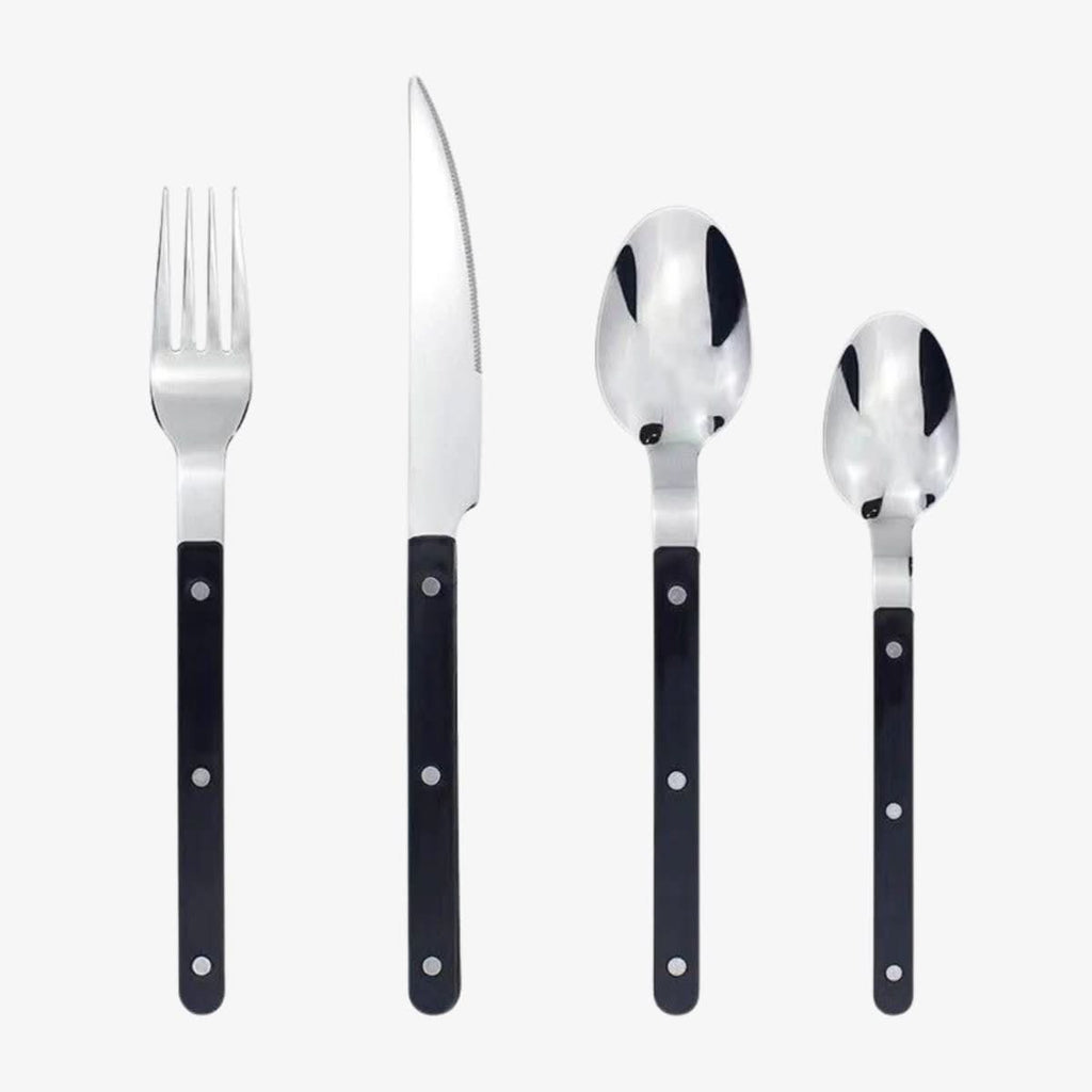 SUENTA 24-teiliges Besteckset aus Edelstahl mit Gravur Schwarz