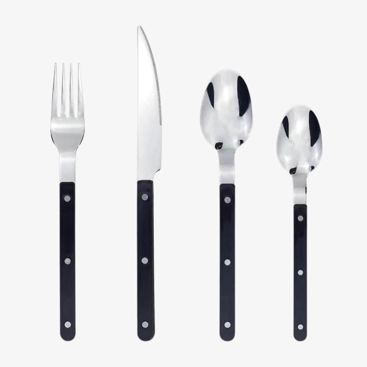 SUENTA 24-teiliges Besteckset aus Edelstahl mit Gravur Schwarz