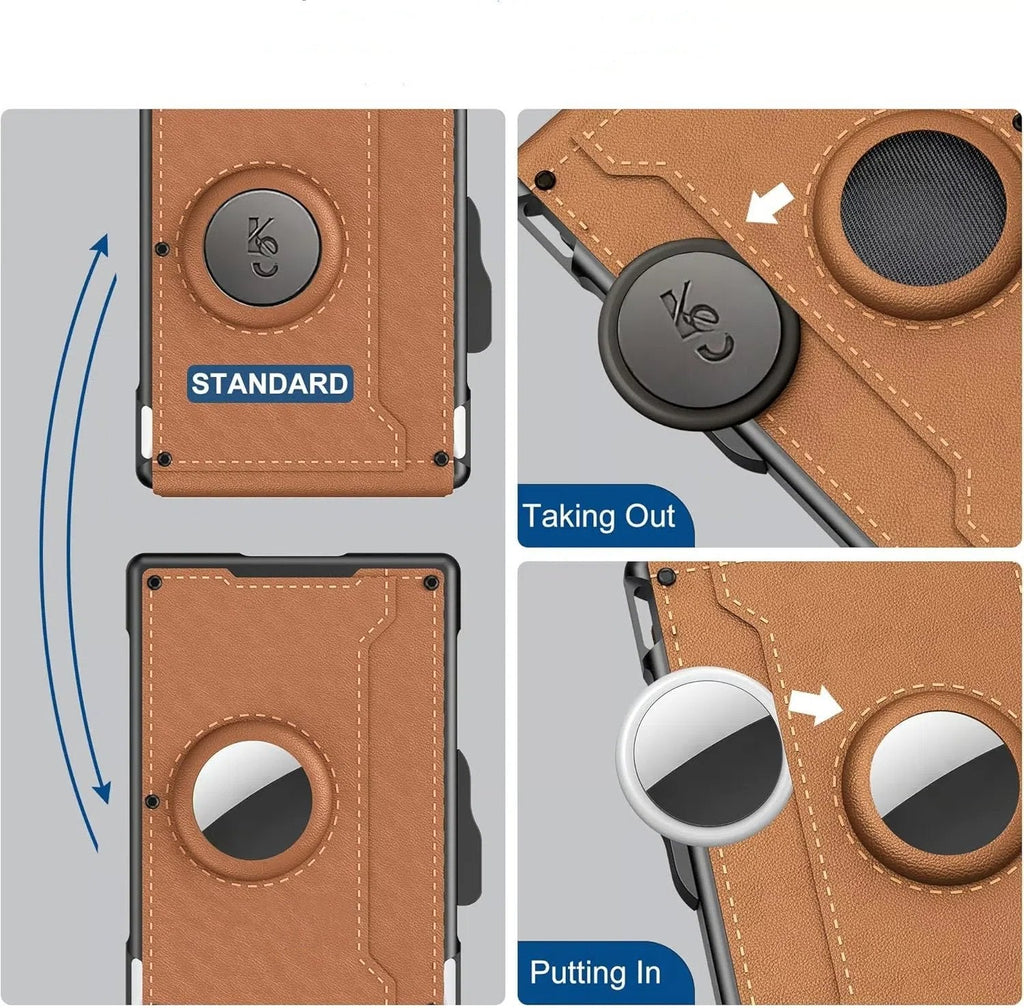 SUENTA Hommes | Pop-Up-Aluminium-Geldbörse mit RFID-Blockierendem Leder-Kartenfach