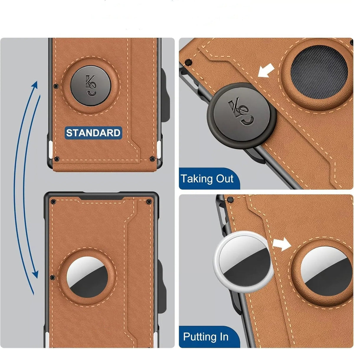 SUENTA Hommes | Pop-Up-Aluminium-Geldbörse mit RFID-Blockierendem Leder-Kartenfach