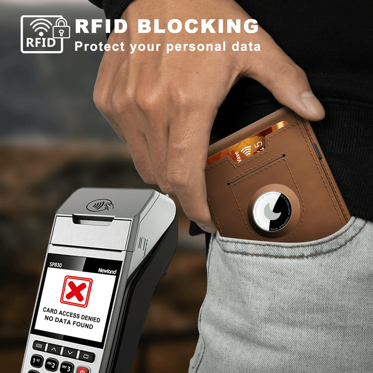 SUENTA Hommes | Pop-Up-Aluminium-Geldbörse mit RFID-Blockierendem Leder-Kartenfach