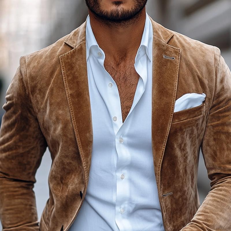 Nisyros | Men's Tailored Smart-Casual Suede Jacket