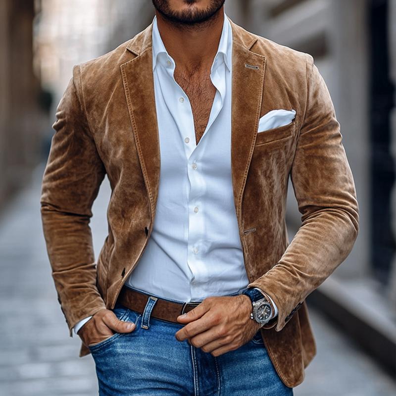 Nisyros | Men's Tailored Smart-Casual Suede Jacket