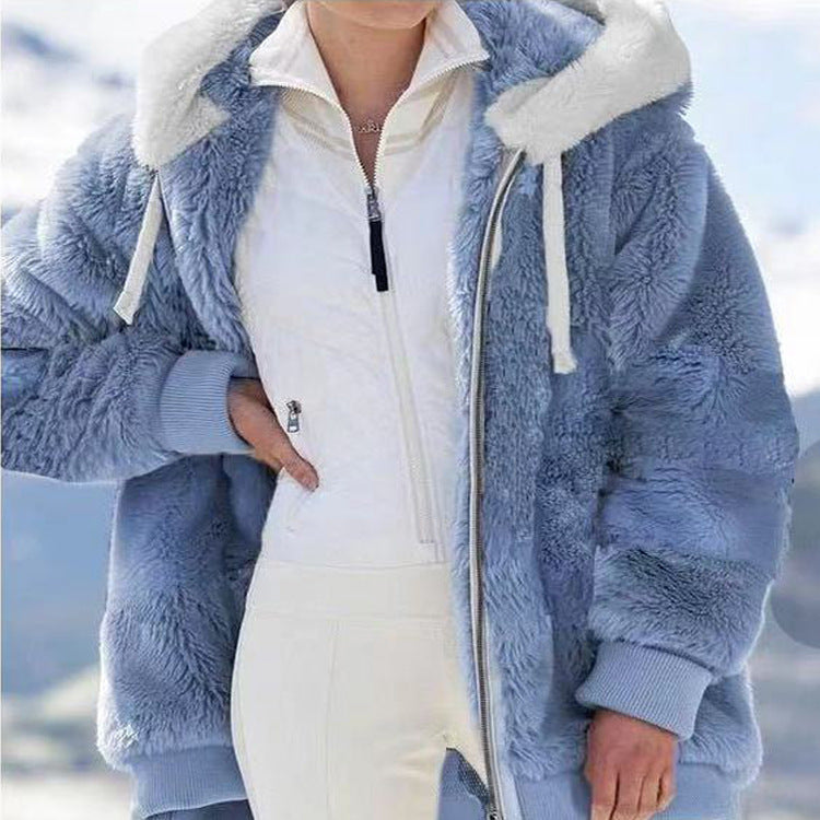 Luna | Chaqueta de invierno para mujer con diseño de bloques de color y capucha