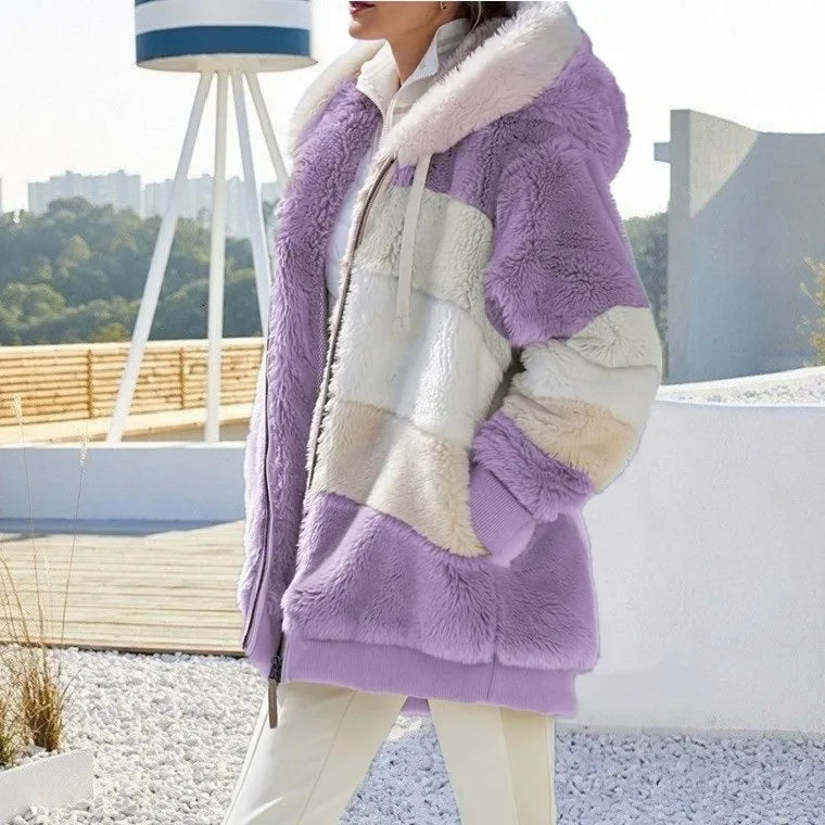 Luna | Chaqueta de invierno para mujer con diseño de bloques de color y capucha